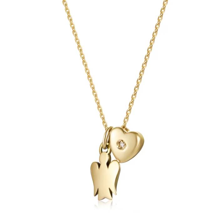 Collana Donna Roberto Giannotti Oro 9 kt Angelo Cuore Diamante NKT344G