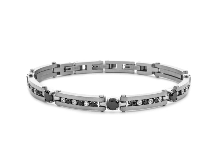 Bracciale Uomo 4US Cesare Paciotti tipo Tennis Acciaio Zirconi Neri  4UBR7835