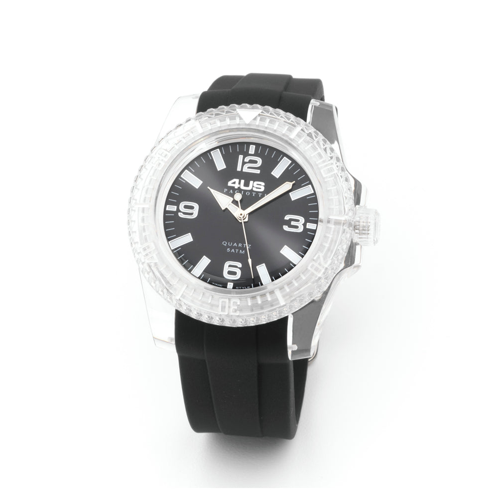 Orologio Uomo 4US Cesare Paciotti Quarzo Solo Tempo Silicone Nero T4ST360