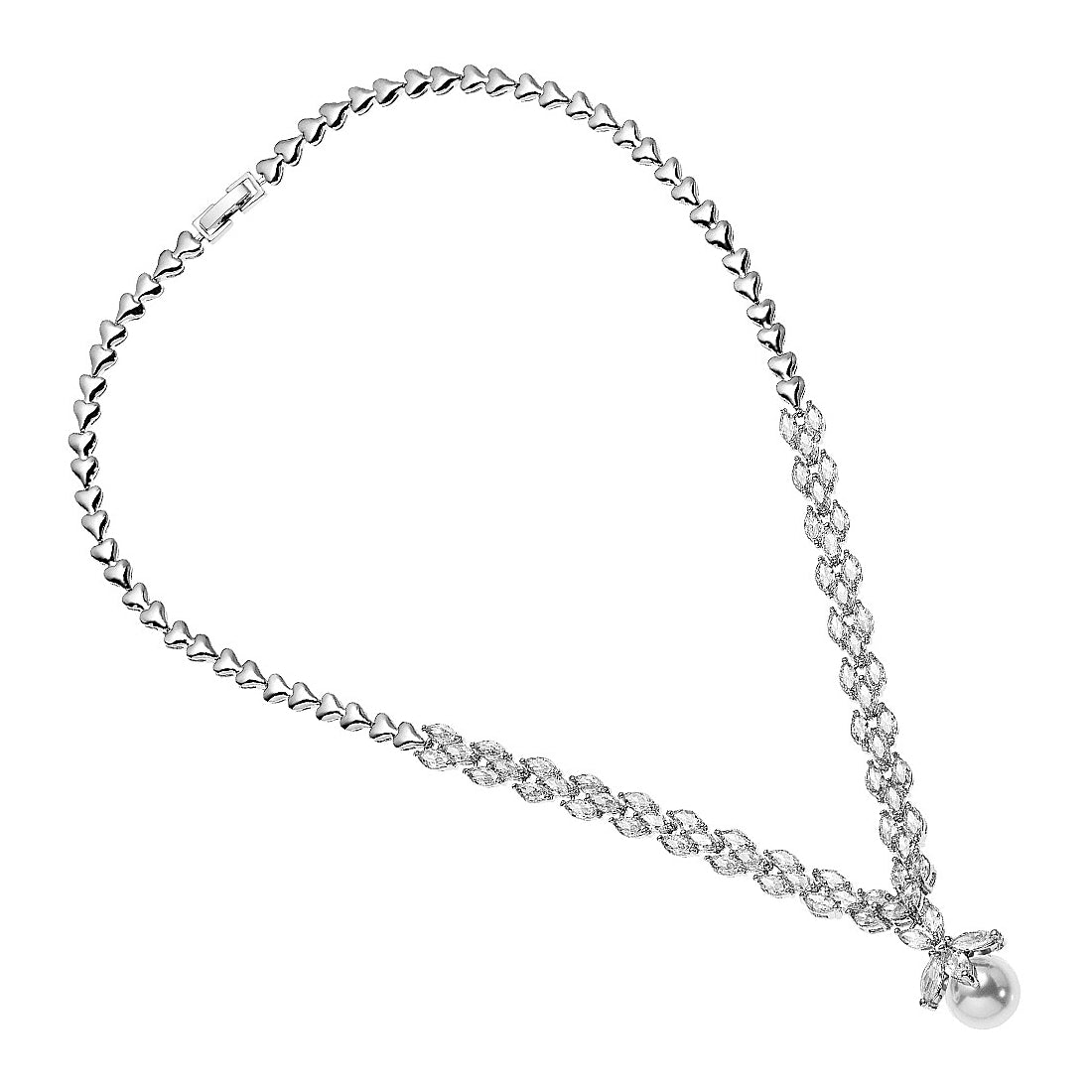 Collana Donna Ottaviani Catena Semirigida Zirconi Bianchi Bronzo Argentato 500699C