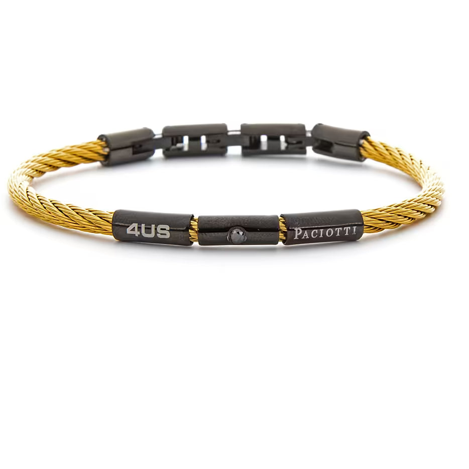 Bracciale Uomo 4US Cesare Paciotti Acciaio dorato Intrecciato Rigido Cilindro 4UBR6005