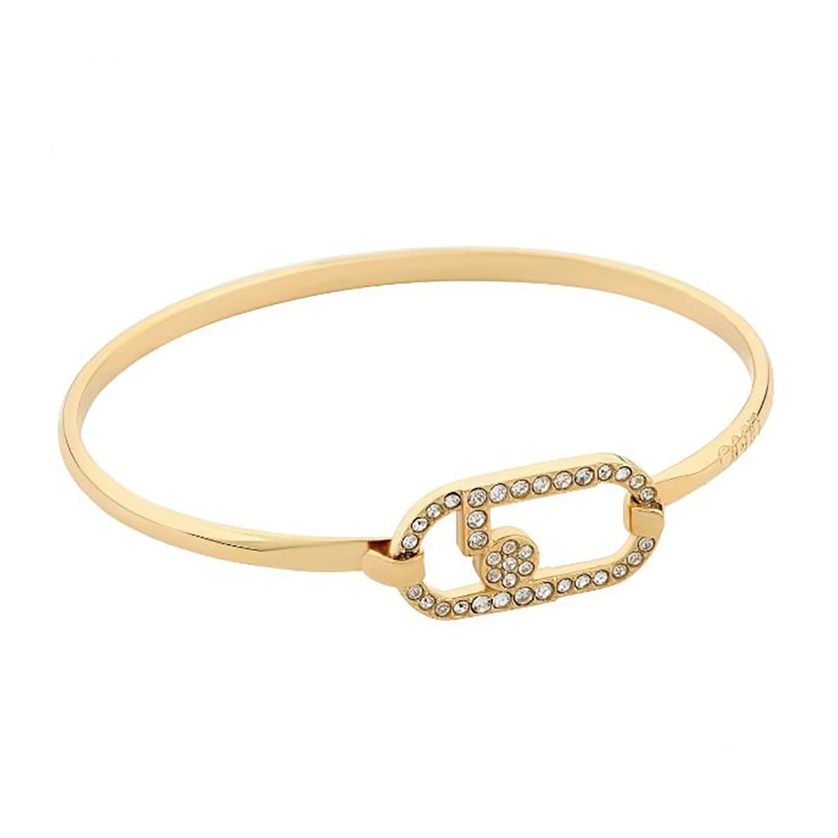 Bracciale Donna Liu Jo Acciaio Dorato Liscio Zirconi Bianchi Logo Identity LJ1940