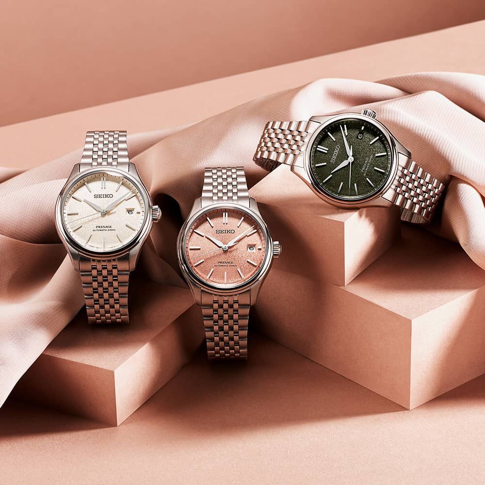 Orologio Uomo Seiko Presage Automatico Verde Seta Acciaio Data SPB465J1