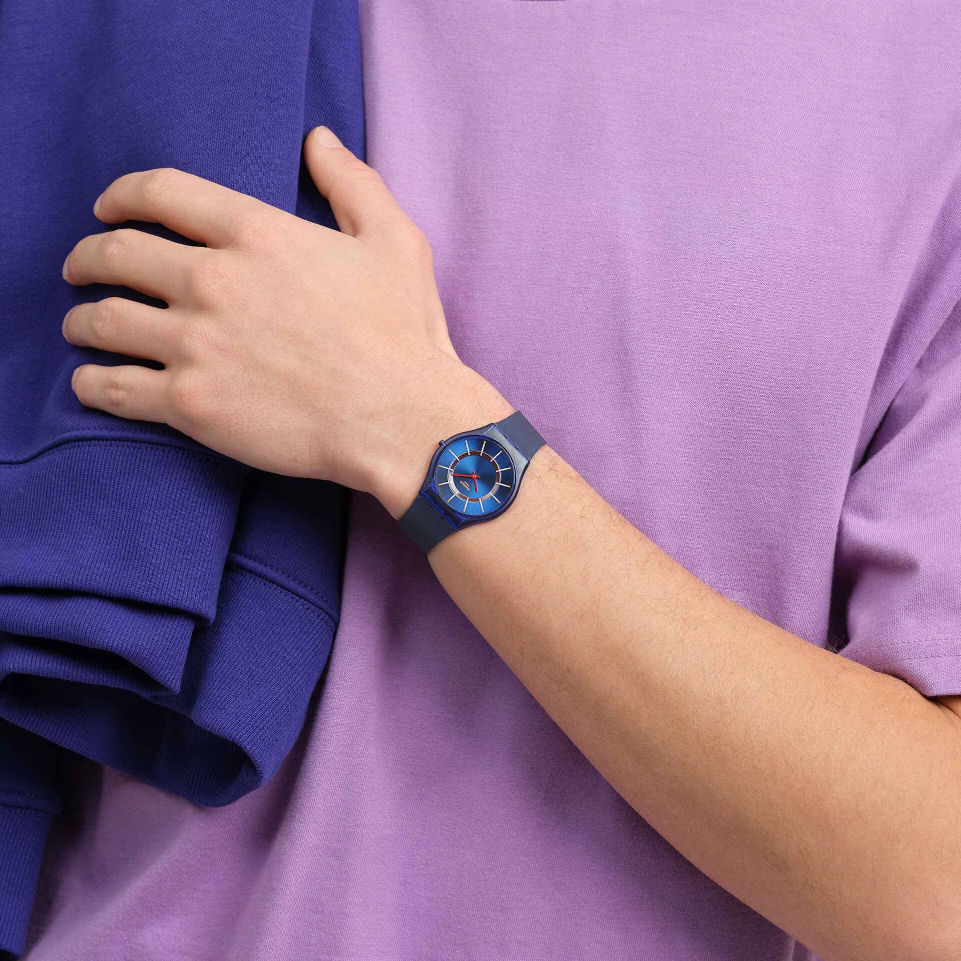 Orologio Unisex Swatch JAMMY GRAPE DREAM Skin Blu Turchese SS08I100