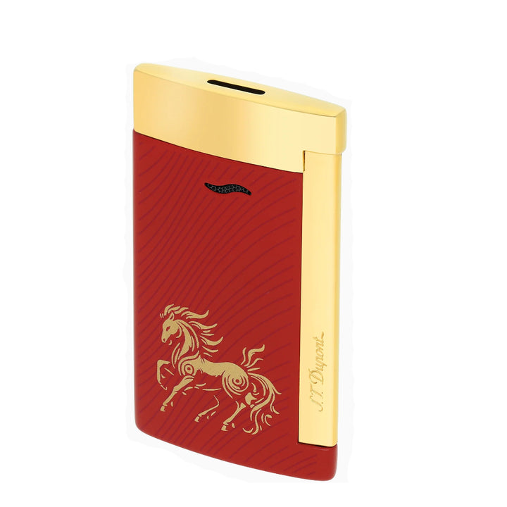 Accendino Uomo Dupont Slim7 Acciaio Oro Lucido Rosso 027080
