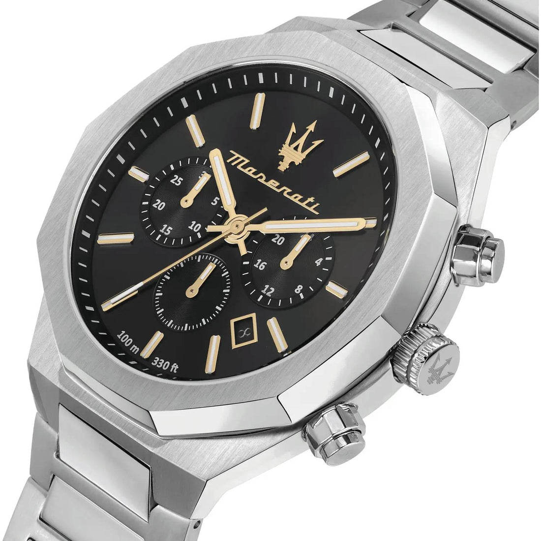 Orologio Uomo Maserati Acciaio Cronografo Quarzo Nero Indici Dorati R8873642010