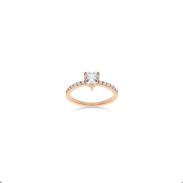 Anello Donna Liu Jo Acciaio Rosè Solitario Zircone Cuore LJ2438M14