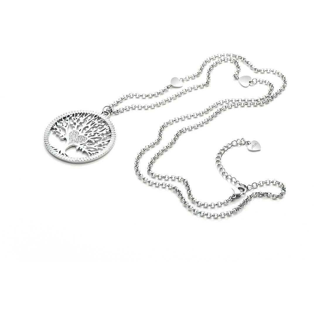 Collana Donna Acciaio 4US Cesare Paciotti Bianco Zirconi Albero Vita 4UCL3387W