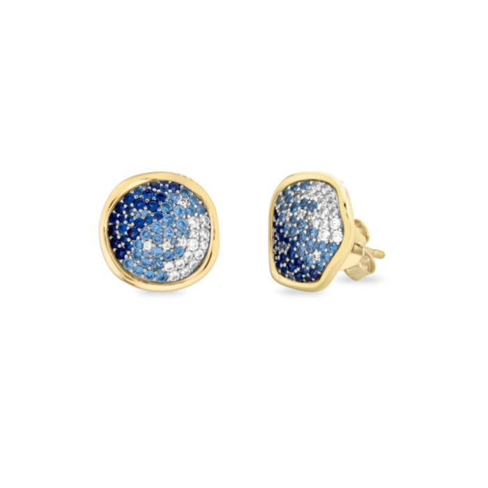 Orecchini Donna Argento 925 Dorato Zirconi Bianco Blu A lobo OR125GBL