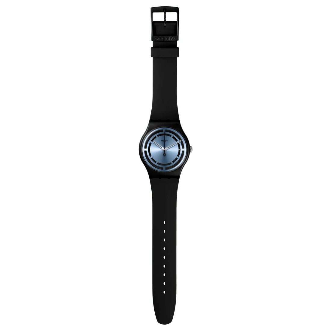 Orologio Uomo Swatch Quarzo Solo Tempo Bioceramic Nero Azzurro Lucido SO32B118