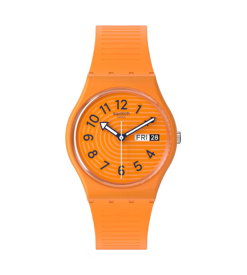 Orologio Unisex Swatch Trendy Lines In Sienna Quarzo Doppia Data Arancione SO28O703