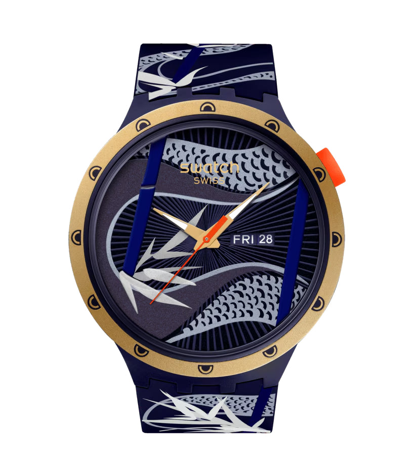 Orologio Unisex Swatch Blue And Golden Lithe Dancer Capodanno Cinese SB05Z700