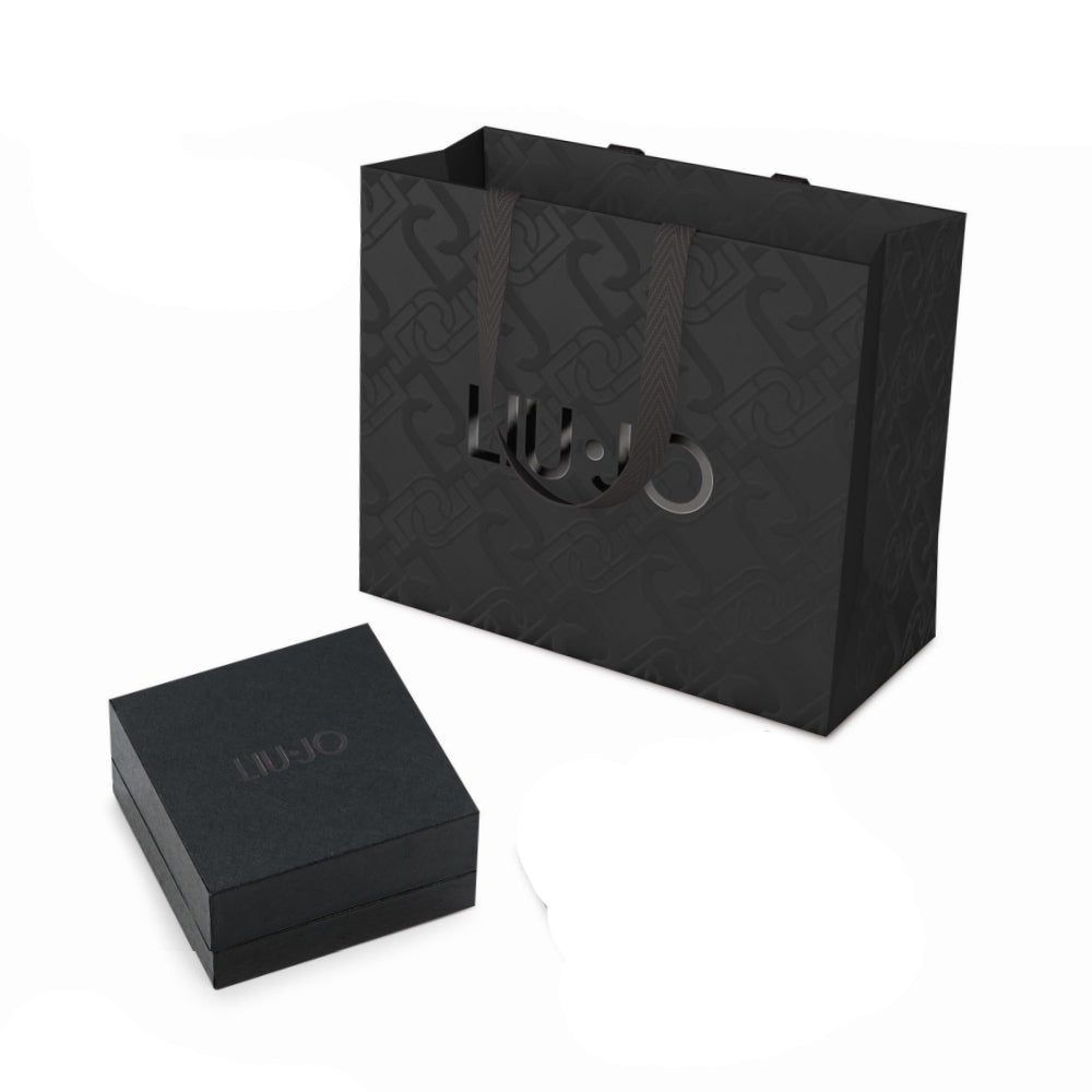 Bracciale Uomo Liu Jo Acciaio Lucido Ancora Liscia Biglie Nere MLJ439