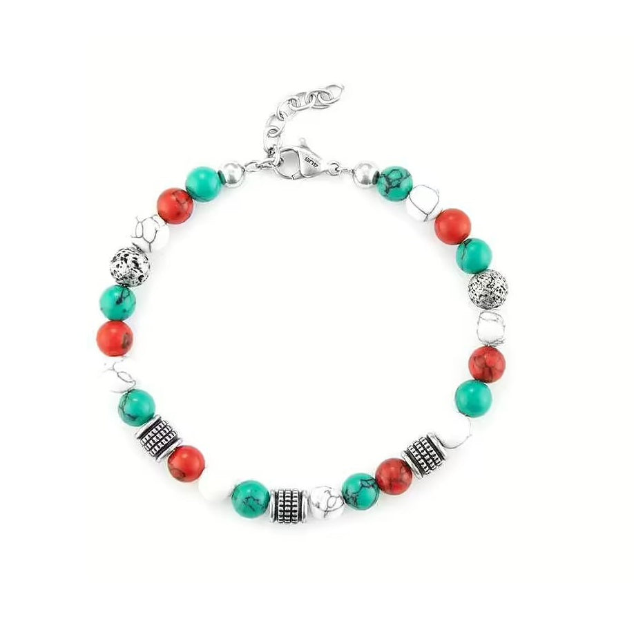 Bracciale Uomo 4US Cesare Paciotti turchese verde e rossa e aulite 4UBR6765