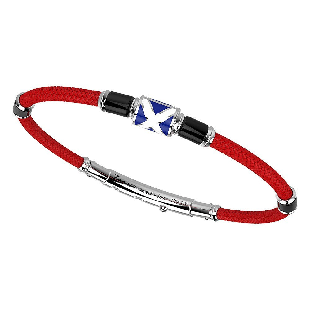 Bracciale Uomo Zancan Argento 925 Semirigido Kevlar Rosso Smalto Bandiere EXB516-RO