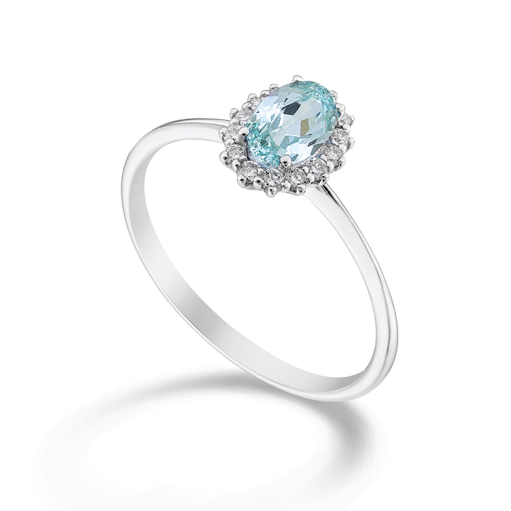 Anello Donna Mikiko Oro 18 KT Tormalina Paraiba 0,70 CT. Diamanti 0,13 CT. MA5141O4PAR