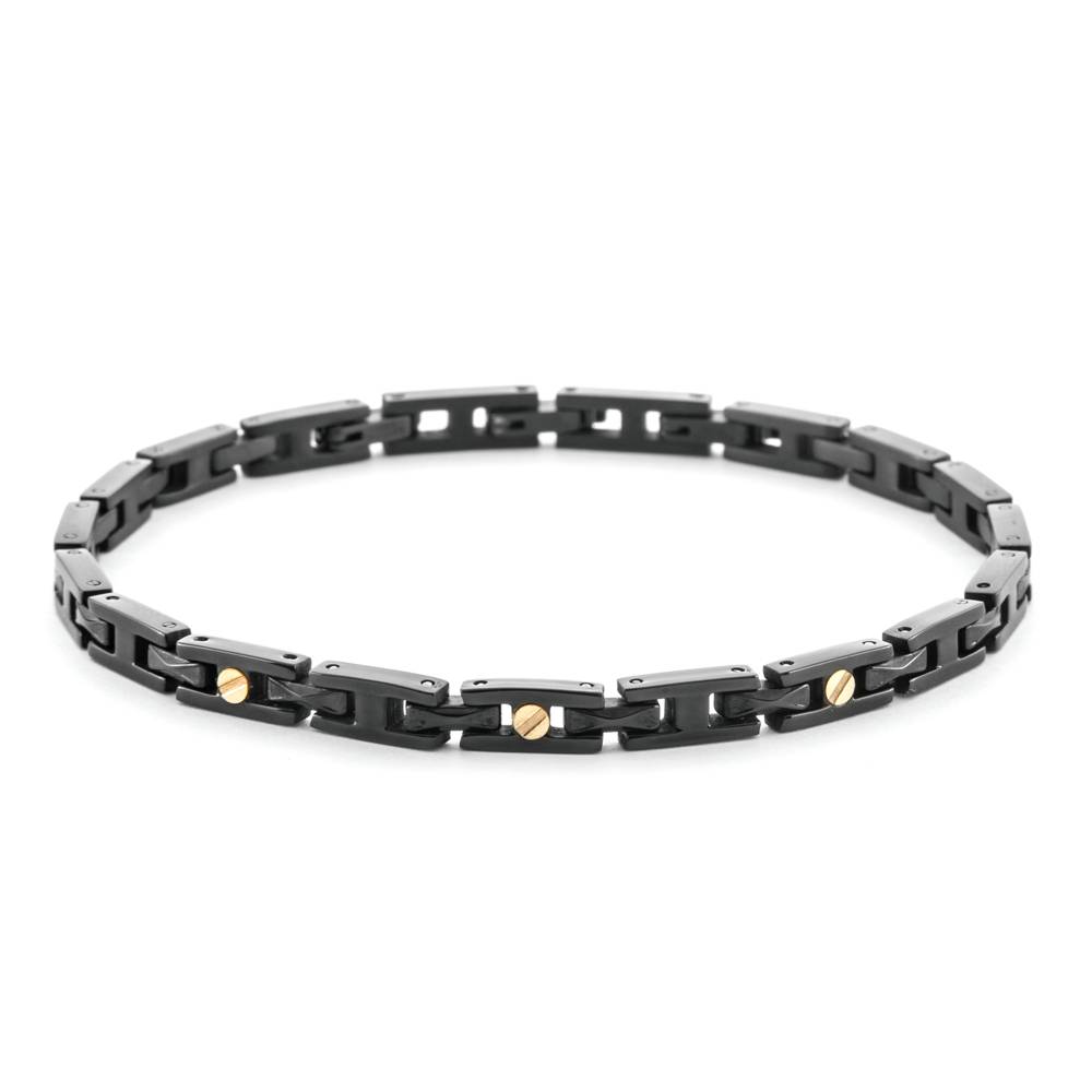 Bracciale Uomo 4US Cesare Paciotti Acciaio Nero Ceramica Nera Dettaglio Oro 18kt 4UBR6934