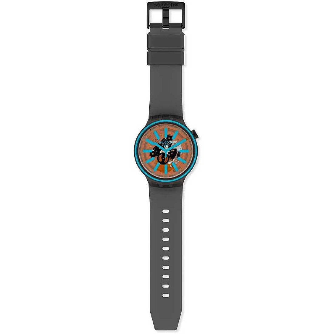 Orologio Uomo Silicone Gomma Swatch Big Bold Solo Tempo Quarzo Blu Nero SO27B112