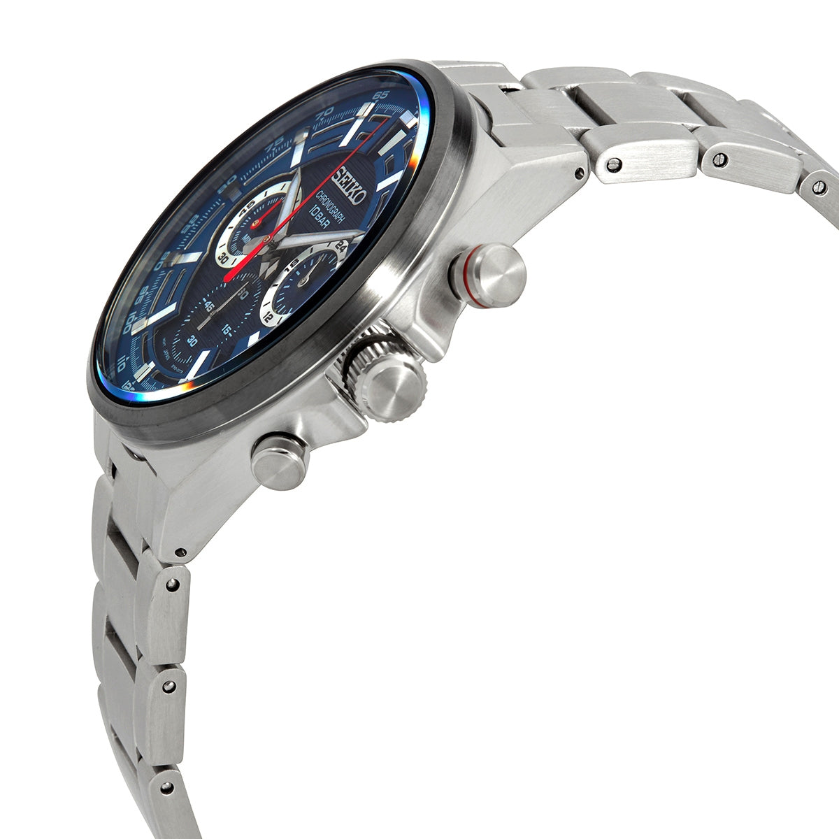 Orologio Uomo Seiko Neo Sport Acciaio Quarzo Cronografo Blu Rosso Data SSB407P1