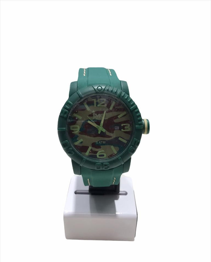 Orologio Uomo JMC Quarzo Solo Tempo Datario Gomma Verde Quadrante Camouflage