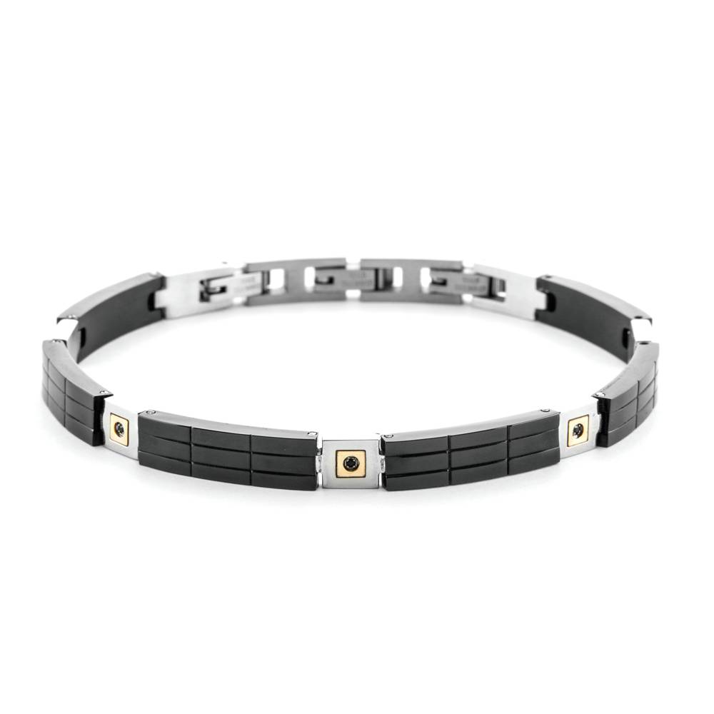 Bracciale Uomo 4US Cesare Paciotti Acciaio Acciaio Nero Dettaglio Oro 18kt 4UBR6938