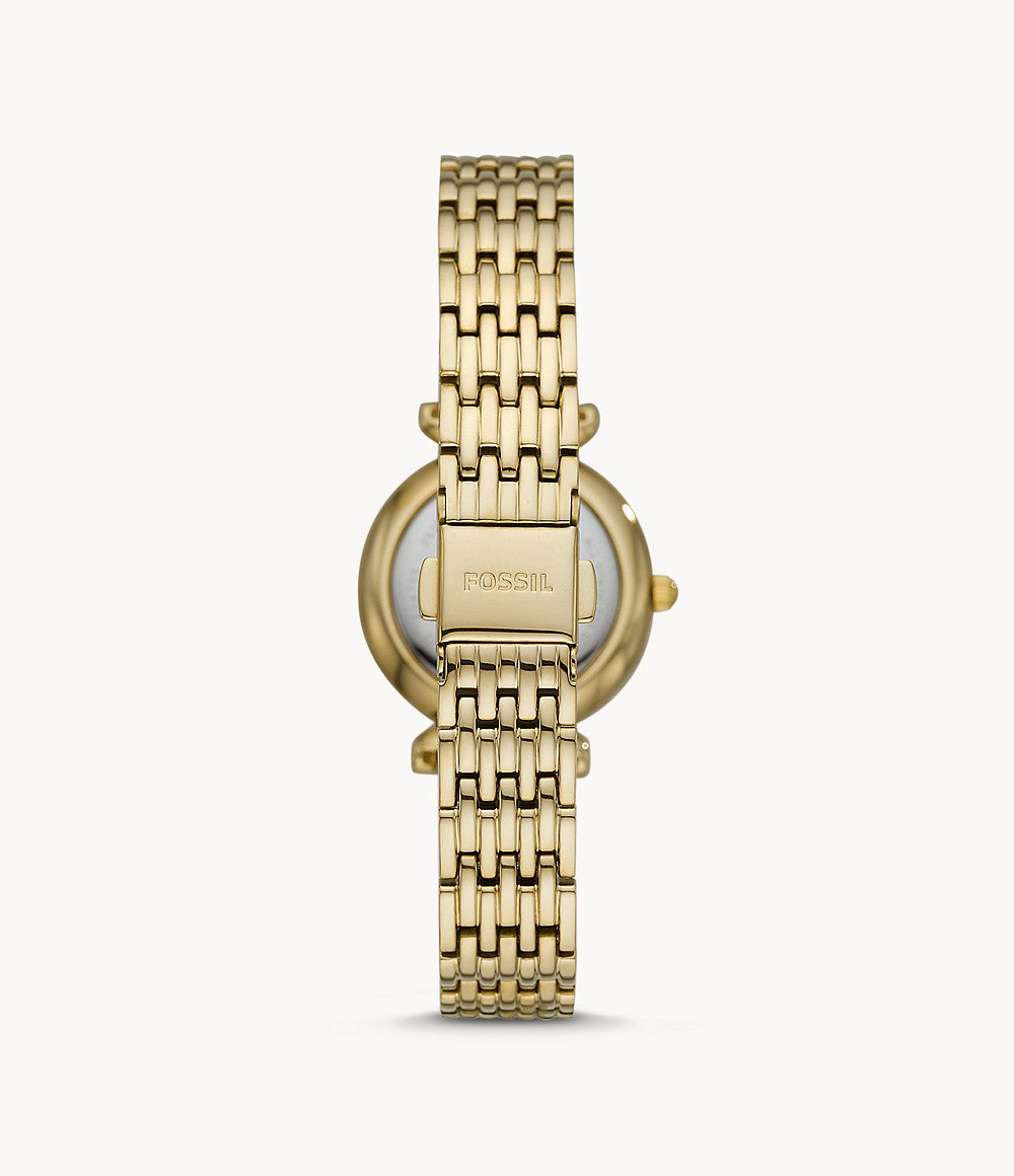 Orologio Donna Fossil Acciaio Dorato Quarzo Solo Tempo Madreperla Zirconi ES4735