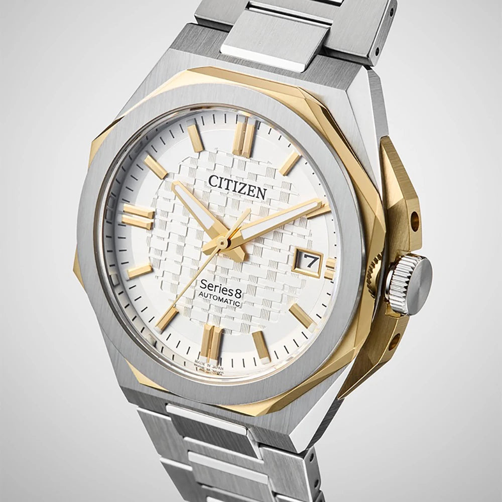 Orologio Uomo Citizen Serie 8 Automatico Bianco Oro NB6084-50A