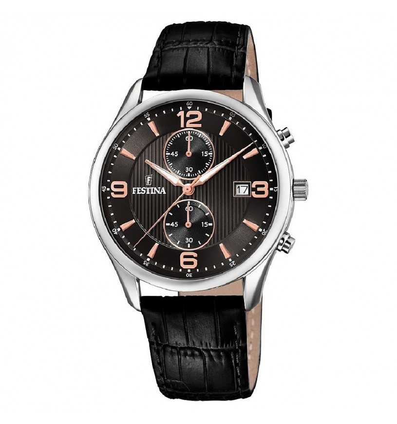 Orologio Uomo Acciaio crono Festina con cinturino pelle F6855/7