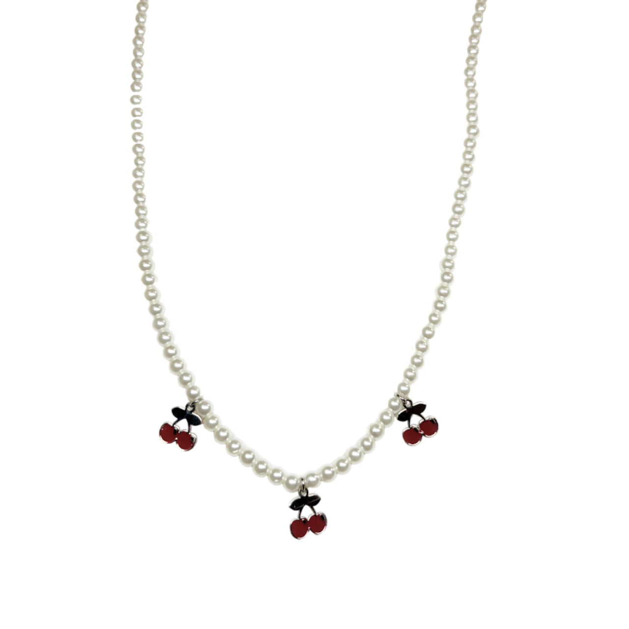 Collana Donna Re Mida Perle Argento Ciliegie Rosse Multiciondolo