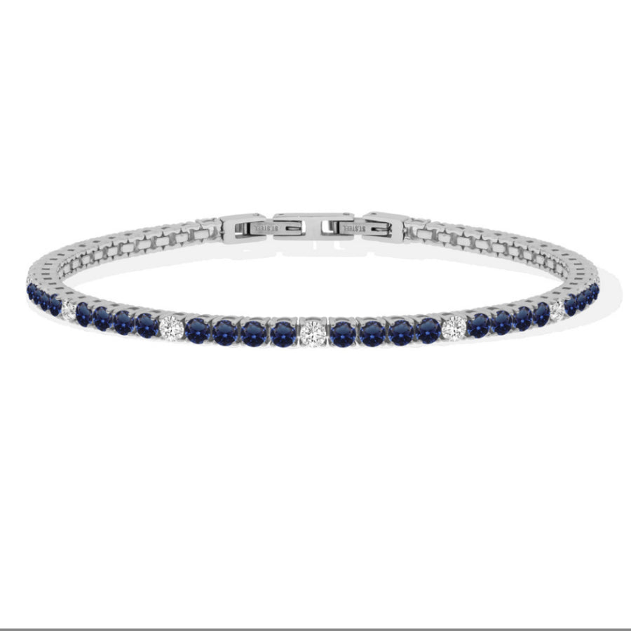 Bracciale Uomo Liu Jo Tennis Zirconi Bianchi Blu 3 MM Acciaio Lucido MLJ564