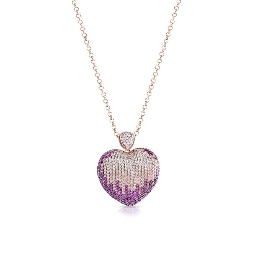 Collana Donna Sogni Argento 925 Cuore Pavè Zirconi Colorati CL054RR