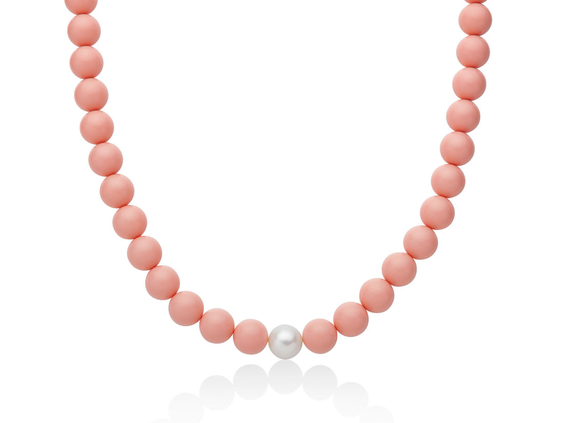 Collana Donna Argento 925 Miluna Agglomerato Corallo Rosa Perle PCL6696