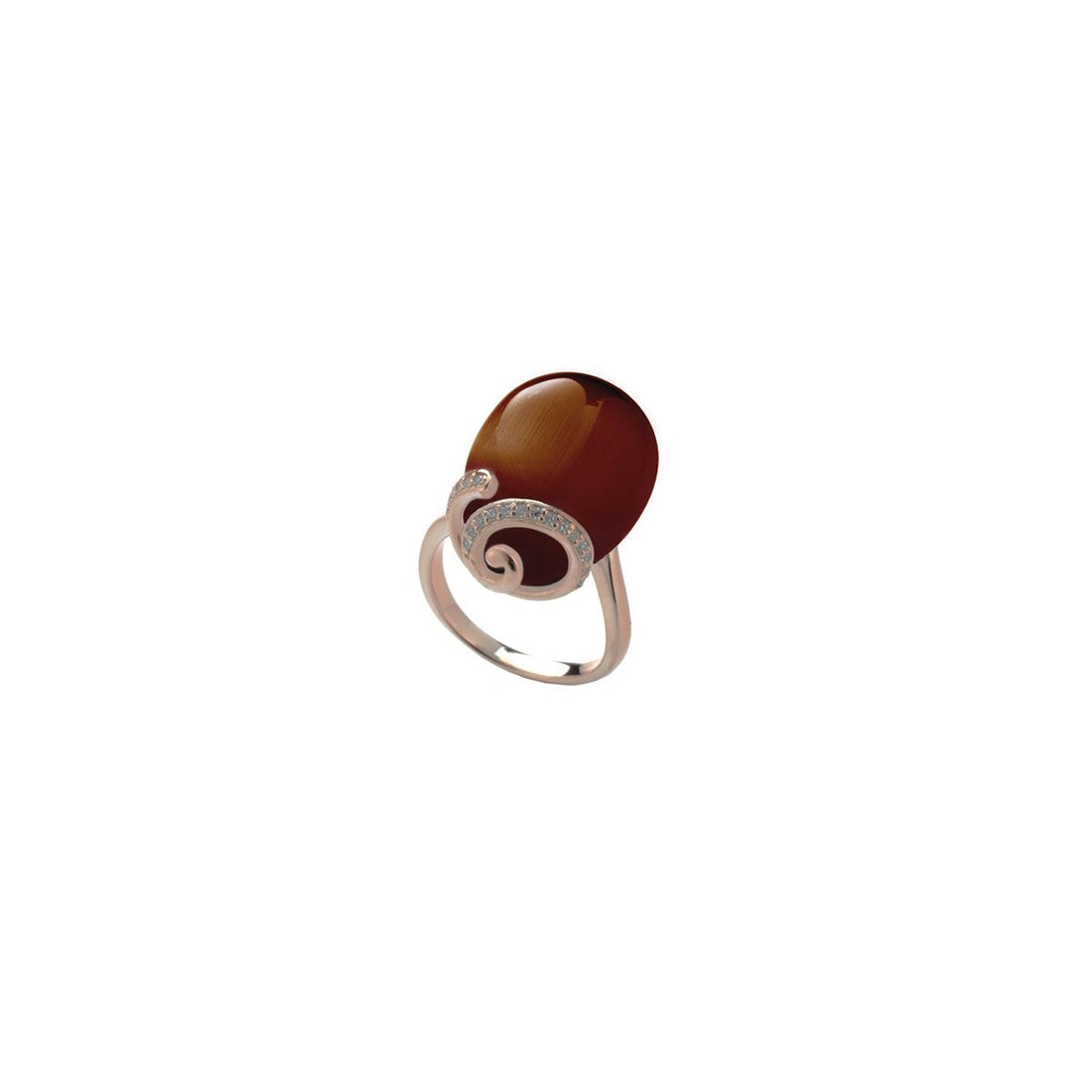 Anello Tsars in Argento con occhio di gatto marrone e Zirconi – Olga – R1201BR