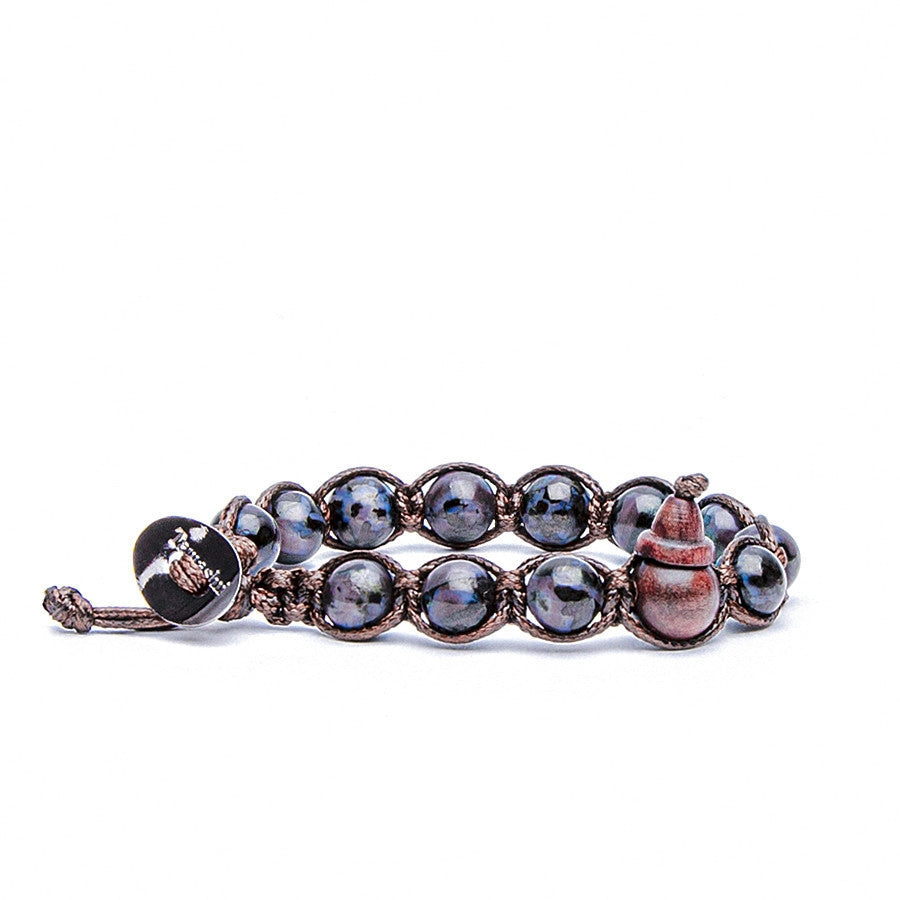 Bracciale Uomo Tamashii Biglie Indigo Gabbro Blu Scuro Porta Fortuna BHS900-260