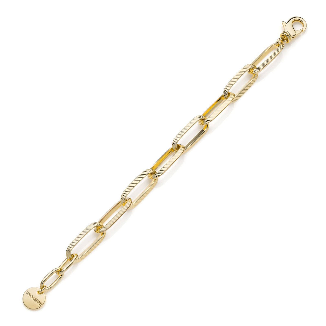 Bracciale Donna Unoaere Bronzo Dorato Catena Ovale Zigrinata 2381