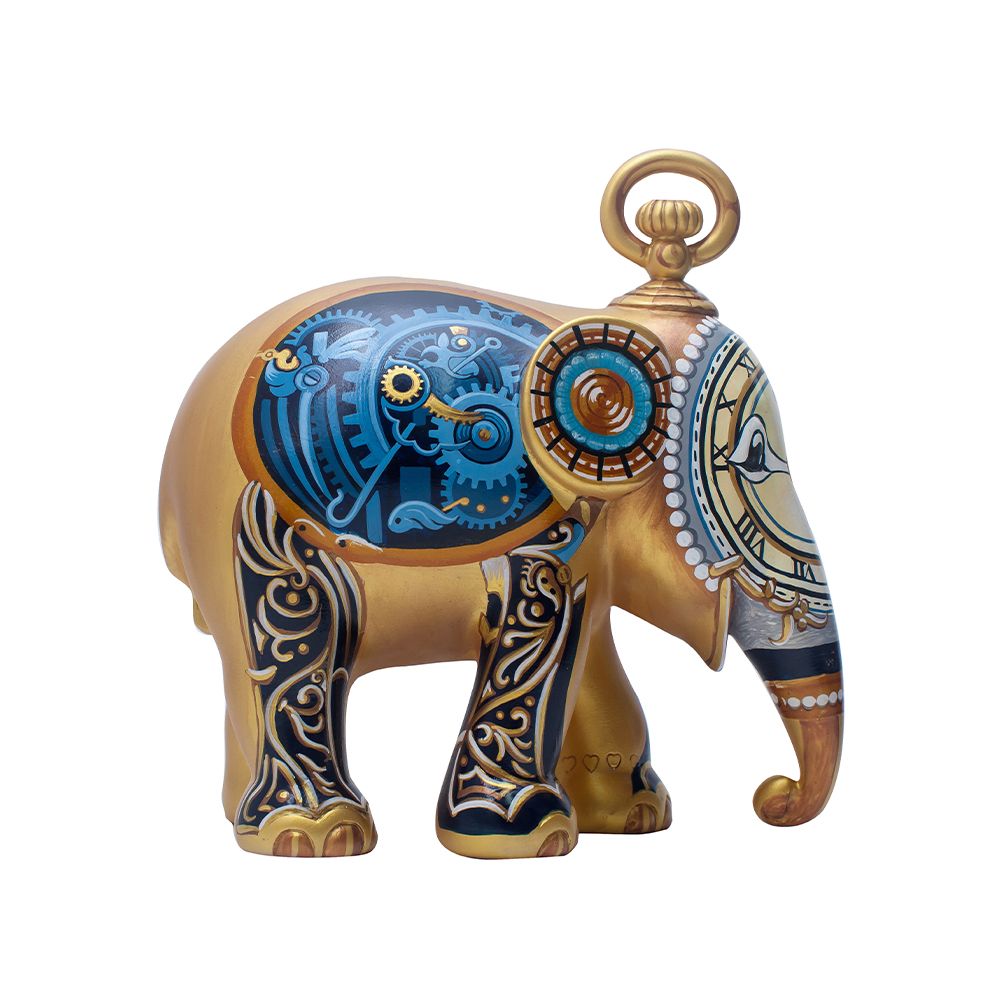 Scultura Elefante Onlylux Watch Elephant 30cm Resina Dipinto A Mano 8858831237742