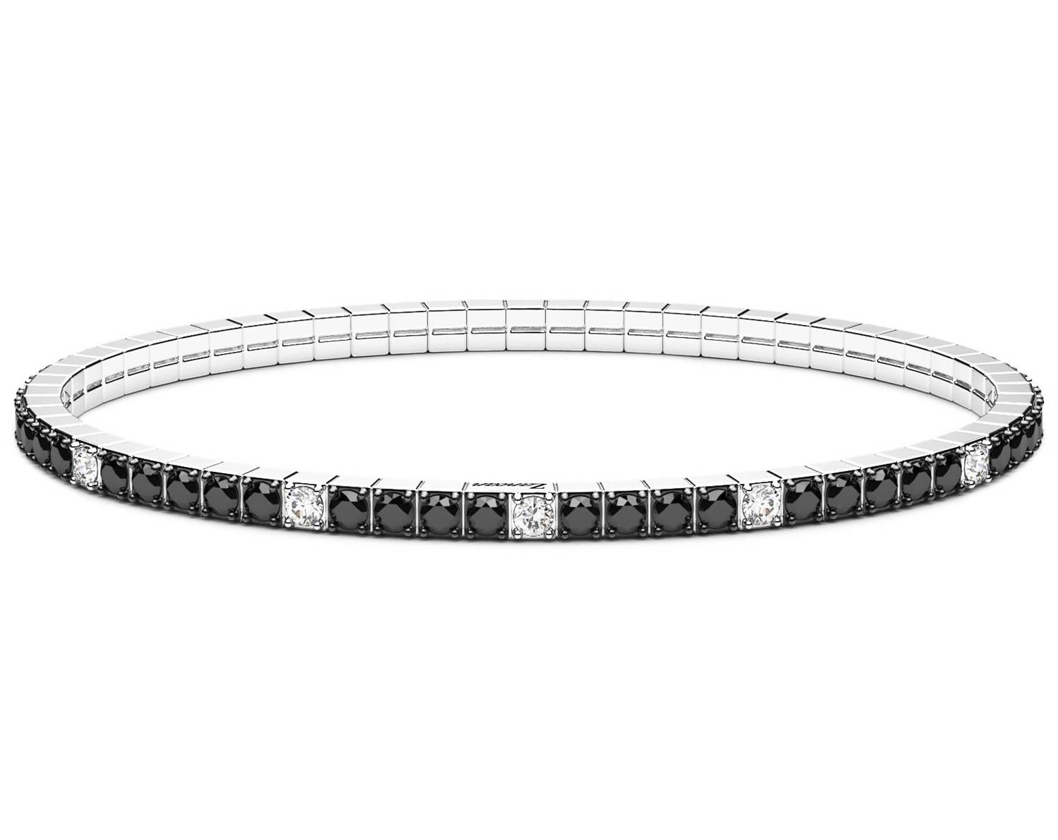 Bracciale Uomo Zancan Tennis Argento 925 Zirconi Neri Elastico ESB331-192