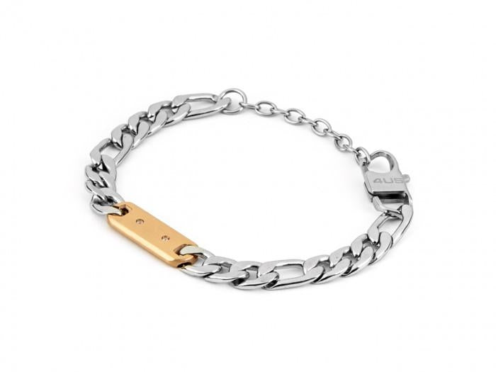Bracciale Uomo 4US Cesare Paciotti acciaio Bianco con centrale rigido colore rosè 4UBR4388