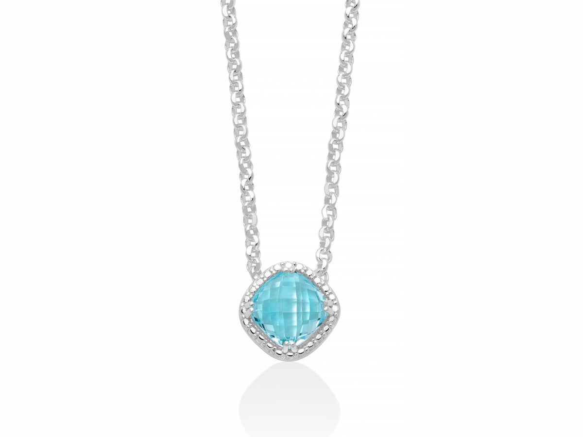 Collana Donna Miluna Argento 925 e topazio azzurro quadrato CLD4538