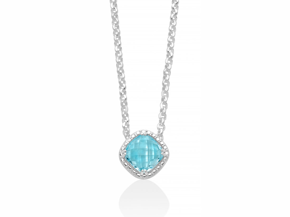 Collana Donna Miluna Argento 925 e topazio azzurro quadrato CLD4538
