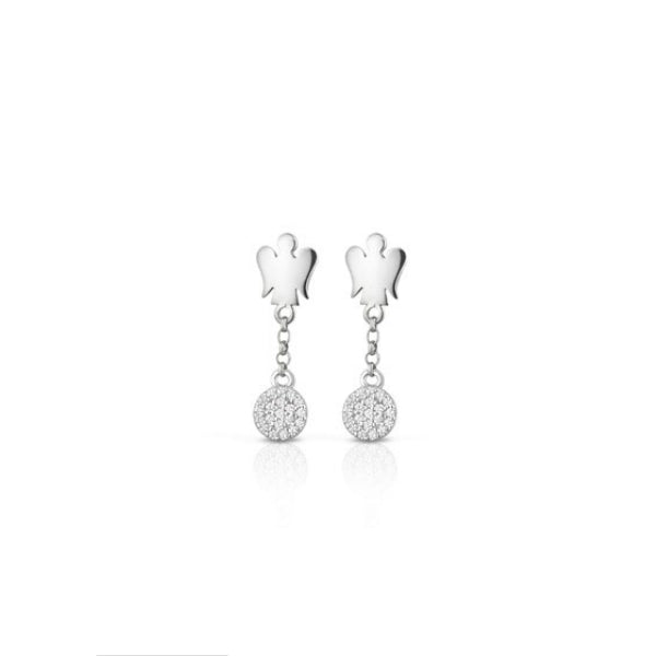 Orecchini Donna Roberto Giannotti Argento 925 Pendente Angelo Disco Zirconi GIA414