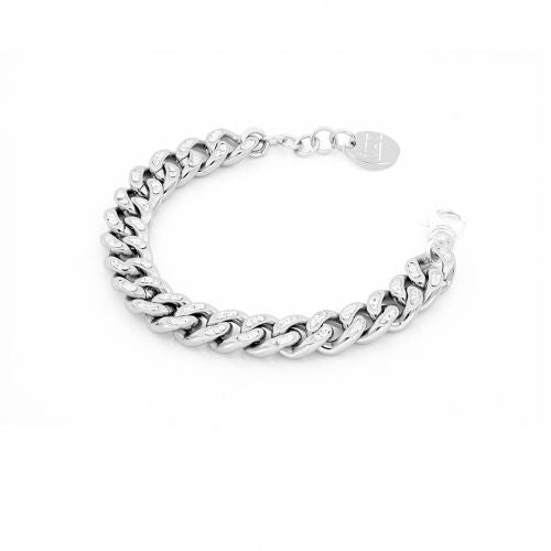 Bracciale Donna Unoaerre Bronzo Argentato Catena Zirconi Maglia Groumette 497978