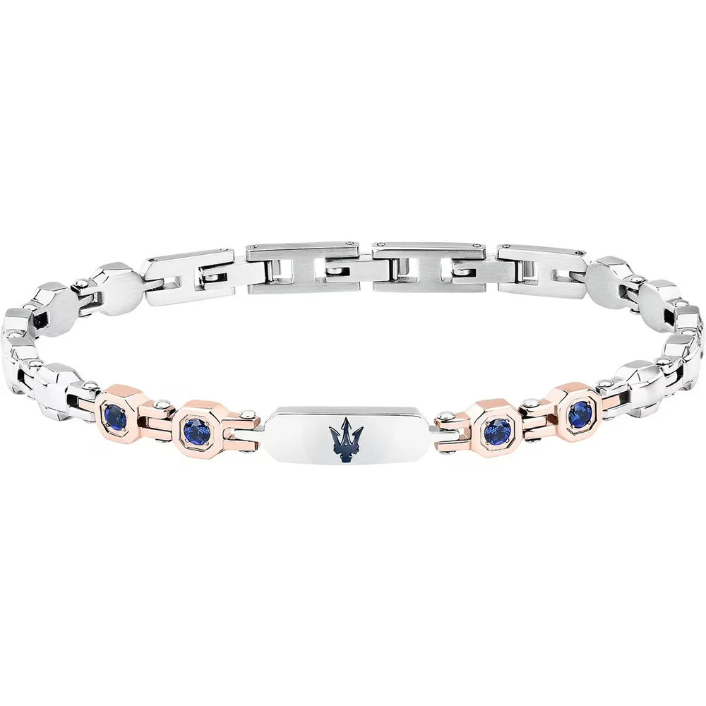 Bracciale Uomo Acciaio Maserati Sapphire Logo Centrale Blu Semirigido JM3335AXO10
