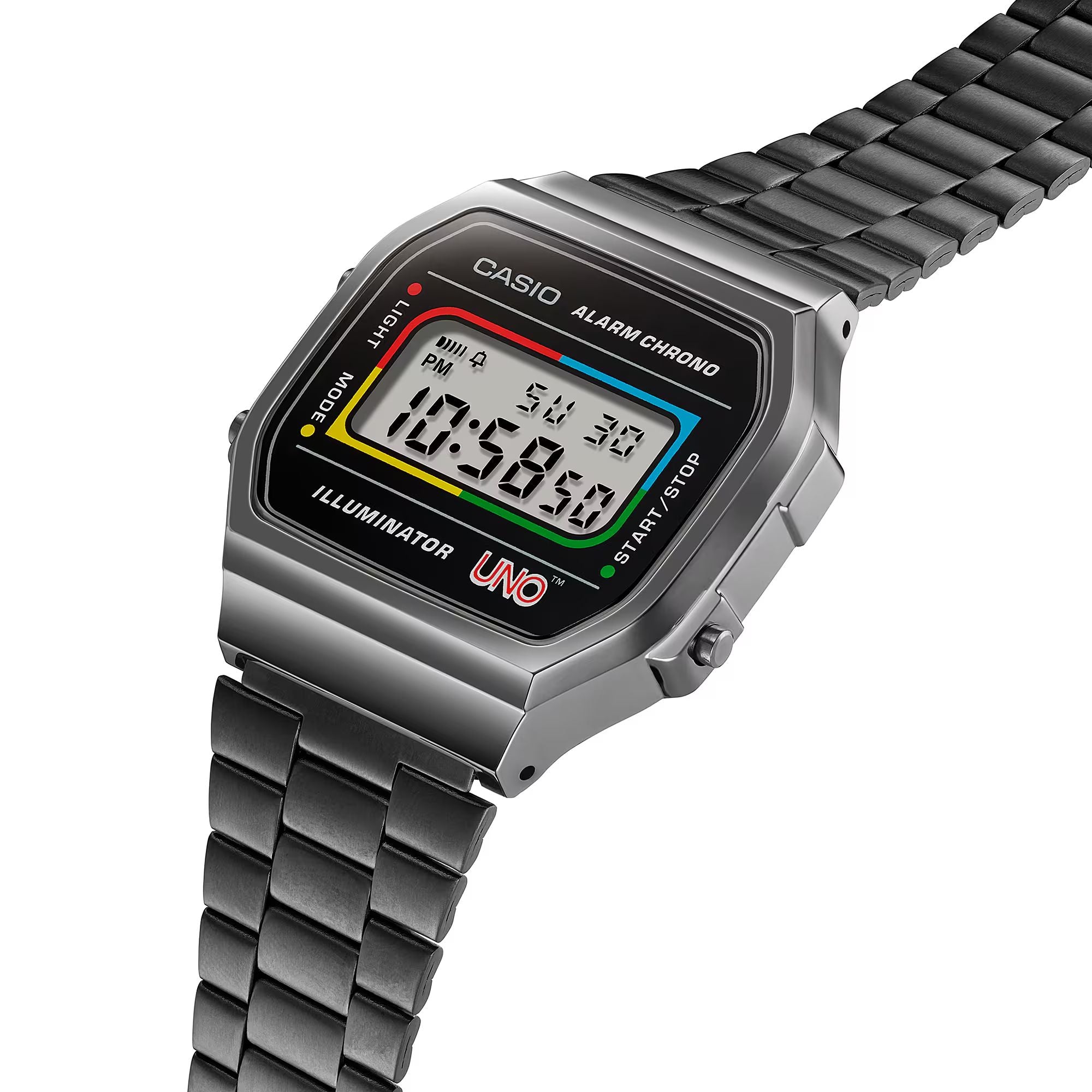 Orologio Unisex Casio X UNO Vintage Acciaio Nero Quarzo Digitale A168WEUC-1AER