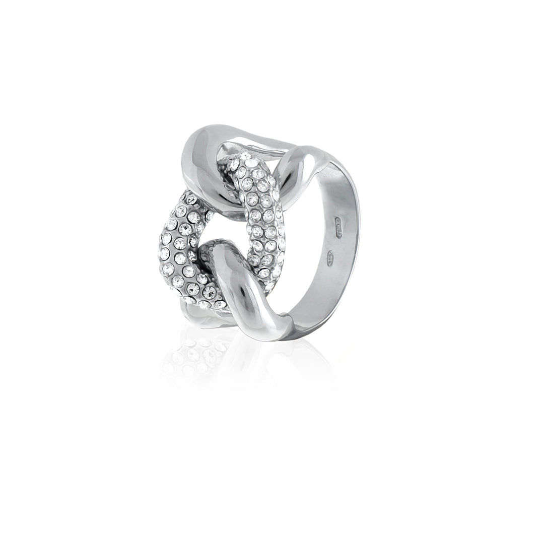 Anello Donna Unoaerre  Argento 925 Bianco Con Maglia Grumetta E Zirconi 454312