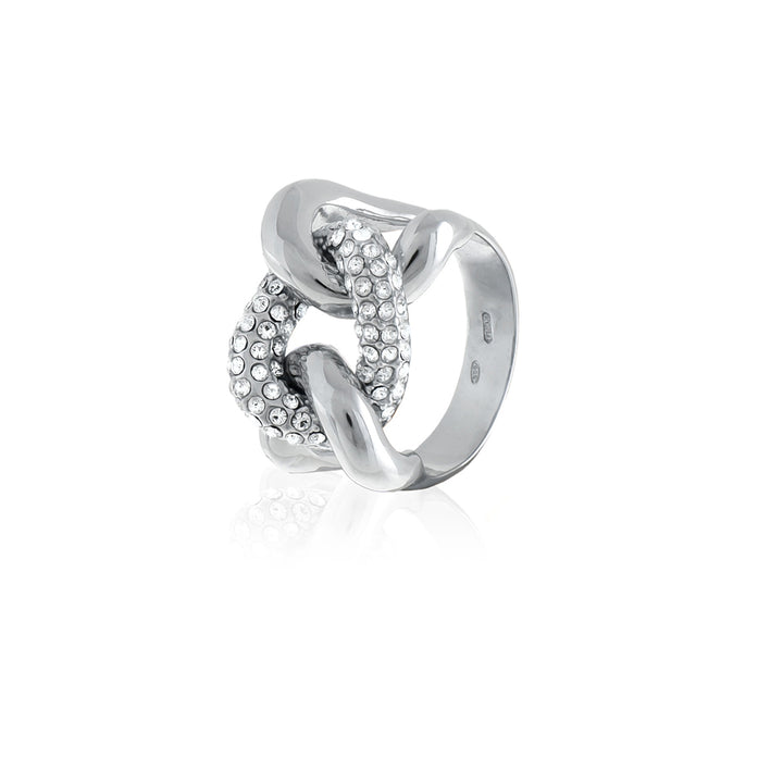 Anello Donna Unoaerre  Argento 925 Bianco Con Maglia Grumetta E Zirconi 454312