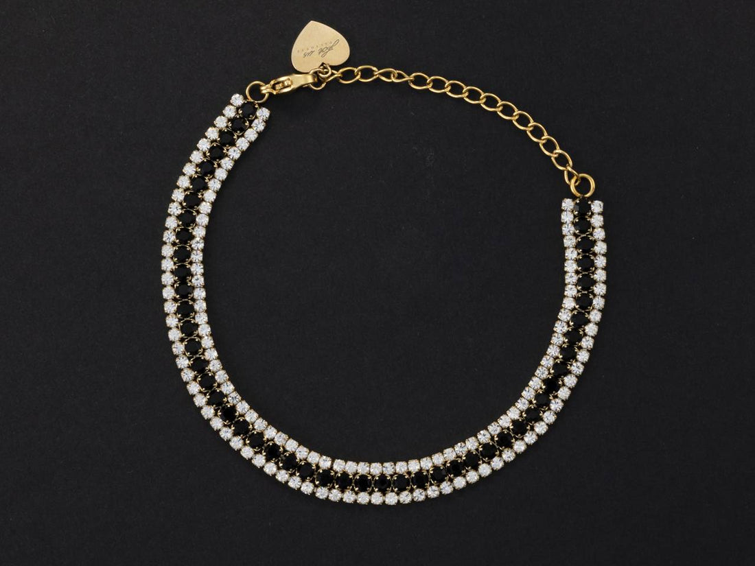 Bracciale Tennis Donna 4US Cesare Paciotti Acciaio dorato Con Zirconi Bianchi e Neri 4UBR5493W
