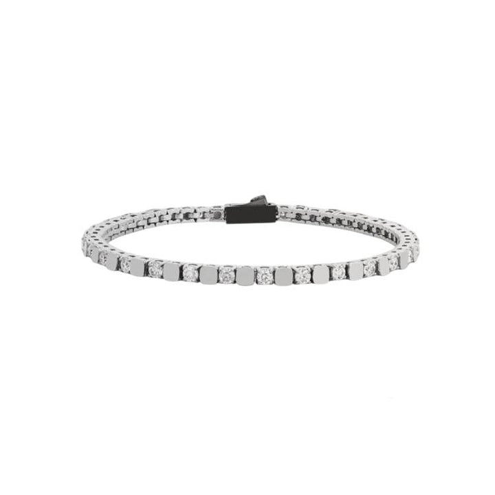 Bracciale Uomo John Richmond Tennis Titanio Brillanti Bianchi Silver IP JRTM16WW