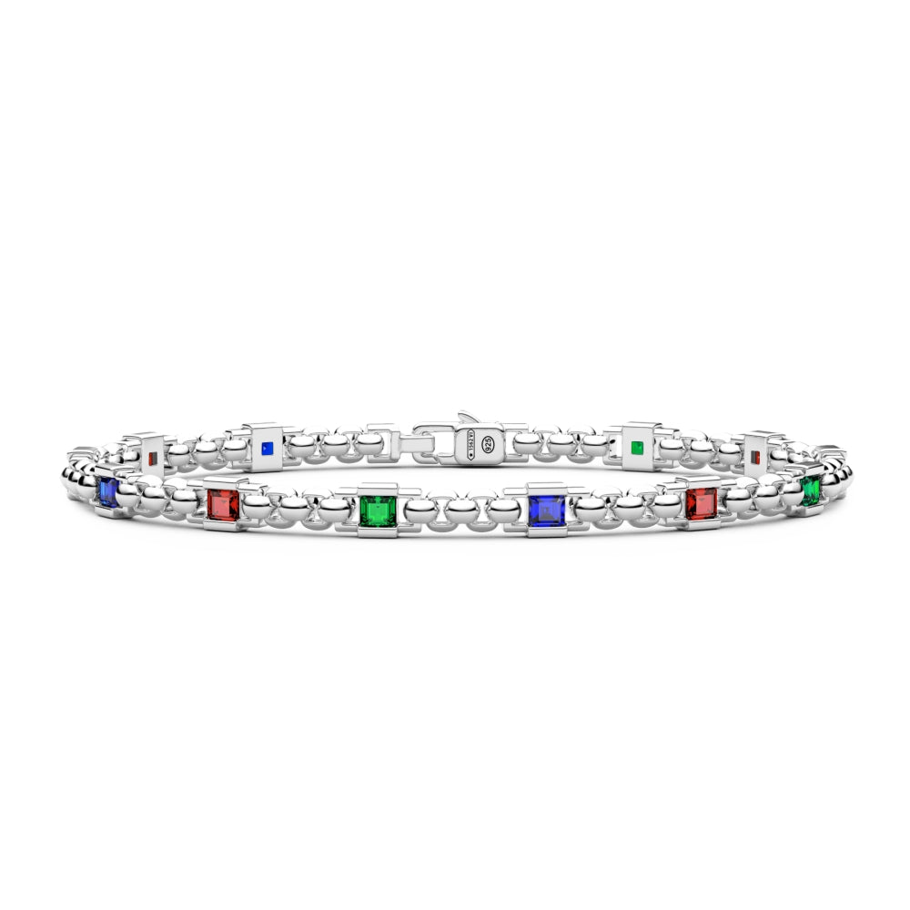 Bracciale Uomo Zancan Tennis Argento 925 Quarzi Naturali Colorati ESB310-BRV