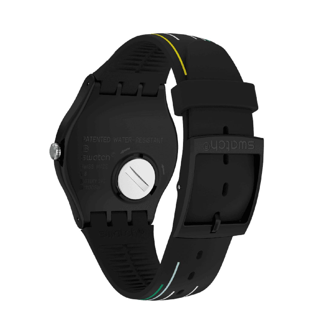Orologio Uomo Gomma Swatch Quarzo Solo Tempo Doppia Data NUIT D'ETE SUOB729